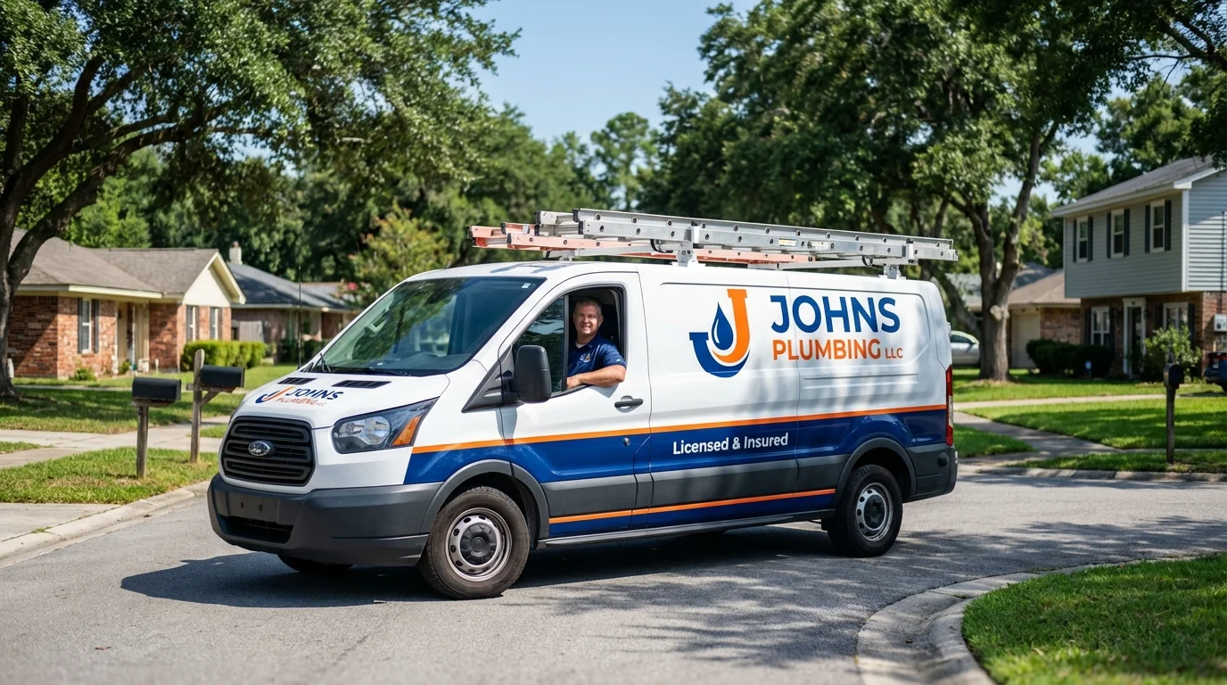 Johns Plumbing LLC service van in Peoria Heights, IL