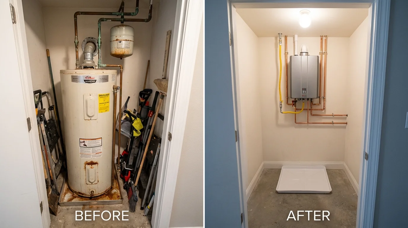 Tank water heater versus wall-mounted tankless unit comparison for Peoria Heights, IL homeowners